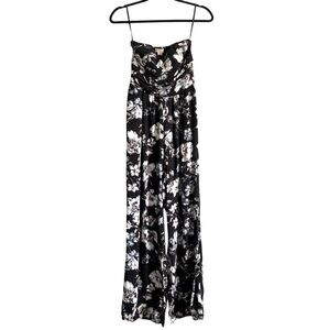 Band Of Gypsies Floral Print Strapless Jumpsuit
